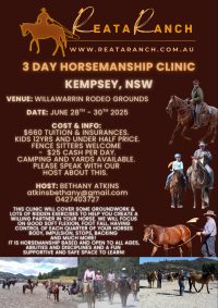 KEMPSEY, NSW - 3 Day Horsemanship JUNE 2025